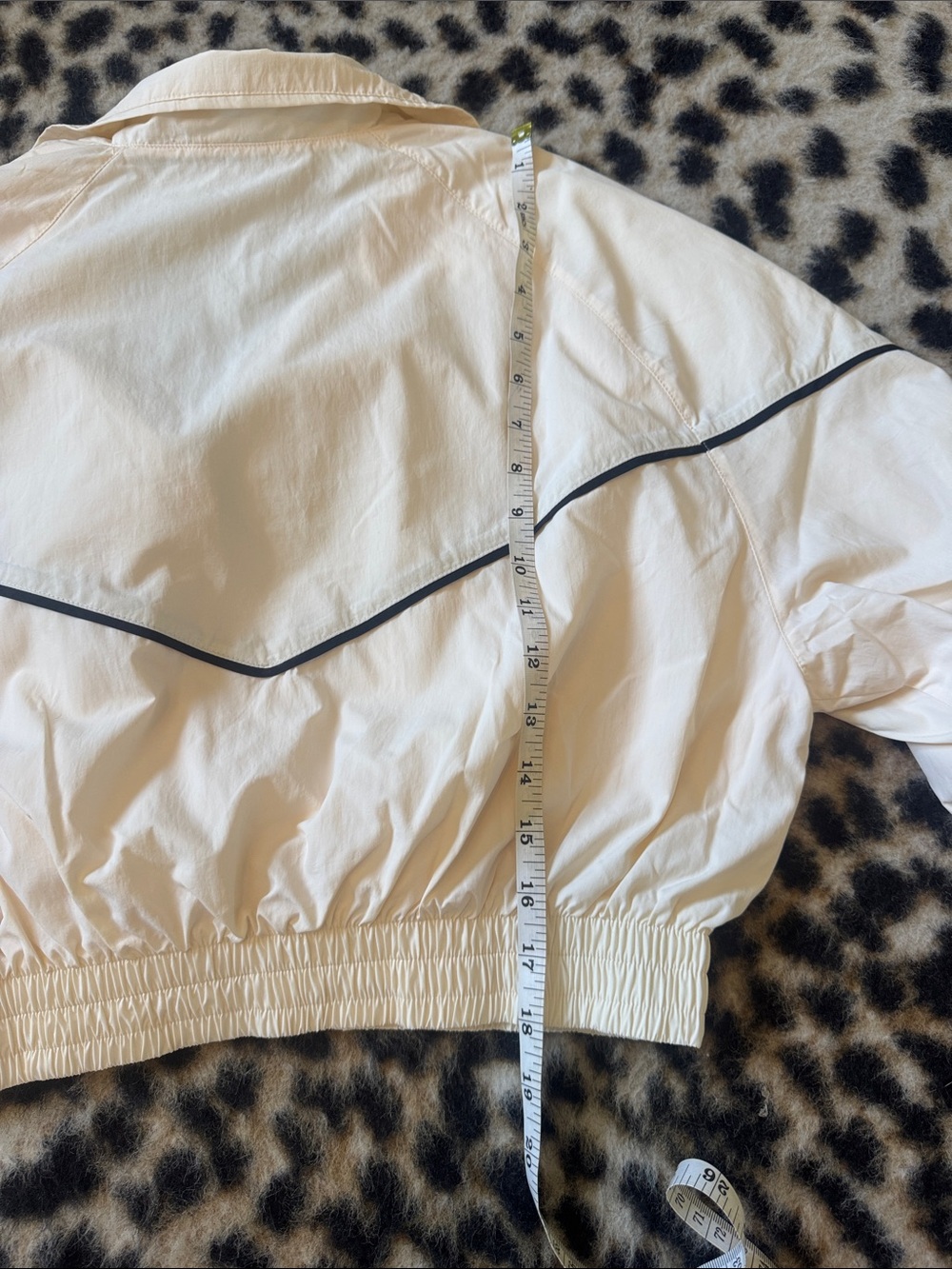 Nike Cream Cropped Bomber Jacket with Black Piping - Picture 6 of 6